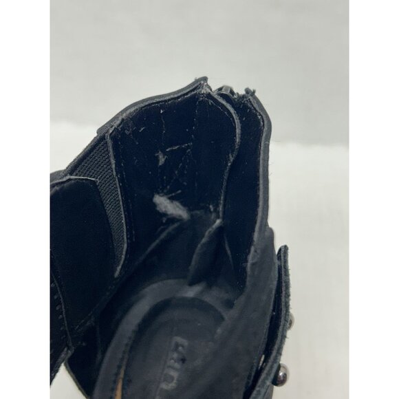 Earth Sandals Intrepid Black Leather Ankle Peep Toe Heels Shoes Womens Size 8.5B - Picture 7 of 13